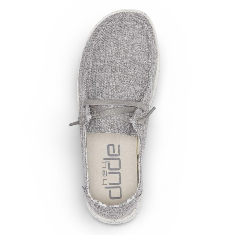 Hey Dude Wendy Linen Chambray Lace-up Loafers in Iron Women’s Size 8
